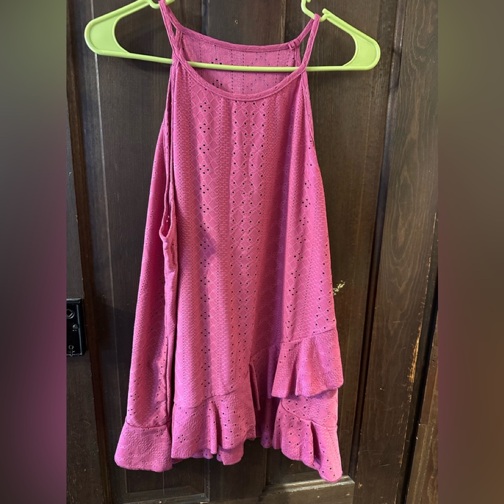 Pink Sleeveless Eyelet Top